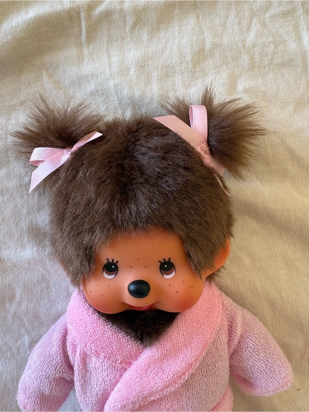 monchhichi girl doll in pink robe - Picture 2 of 3